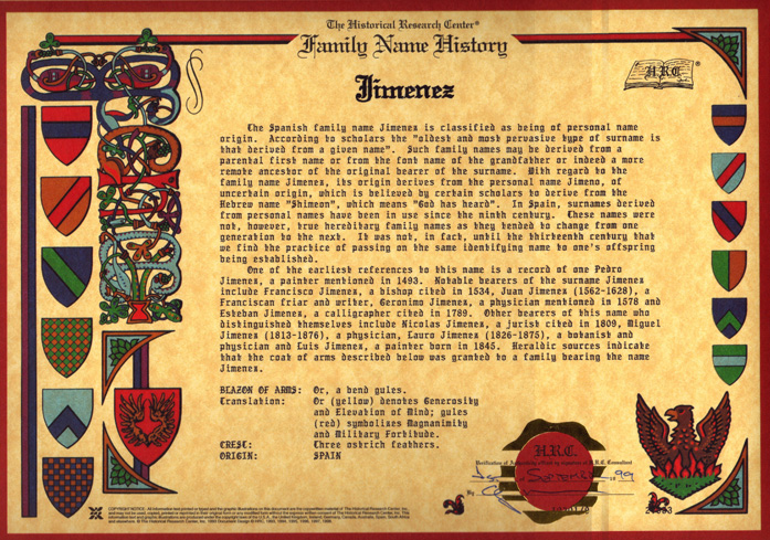 Jimenez Family Name History Image (282k)
